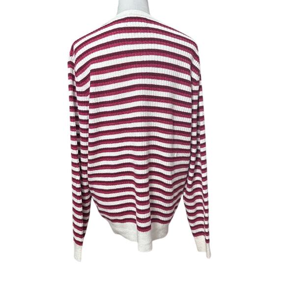 Nordstrom Sweater Striped Ribbed Knit Pullover Long Sleeve Red/White W XL NWOT - Picture 4 of 8